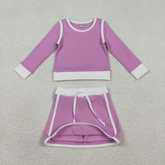 Solid Purple Long Sleeve athletic Girls Skort GLD1484
