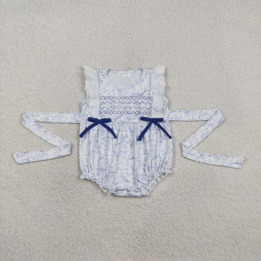 blue flower embroidery Baby Romper SR3219