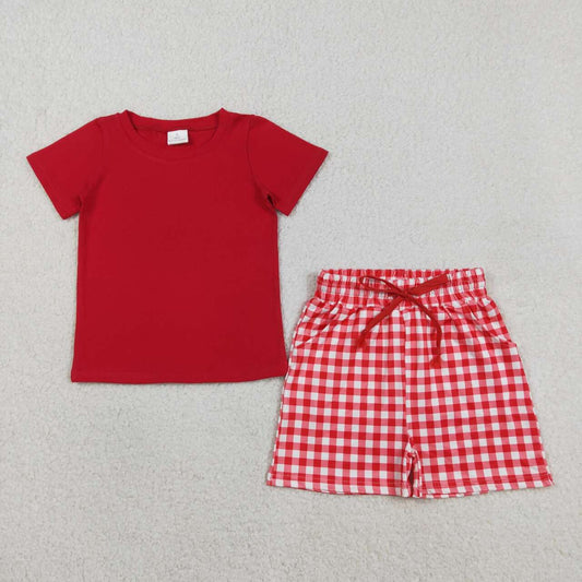 solid Red Short Sleeve Boy Set BSSO1884