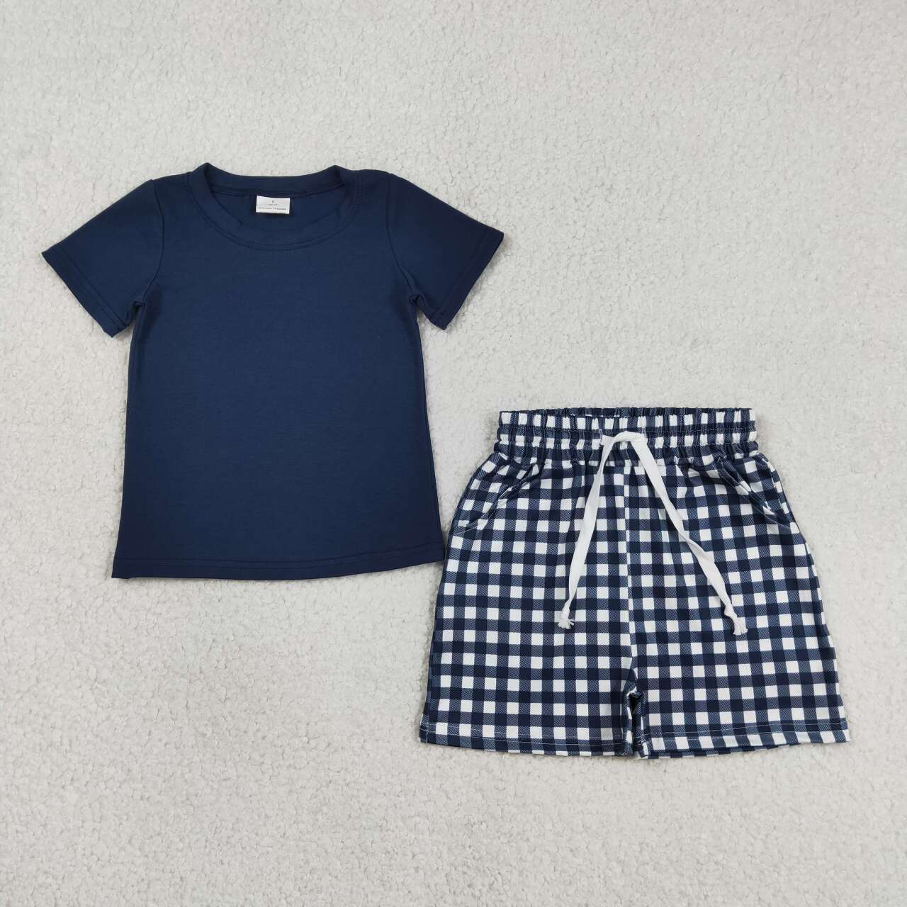 solid Navy Short Sleeve Boy Set BSSO1882