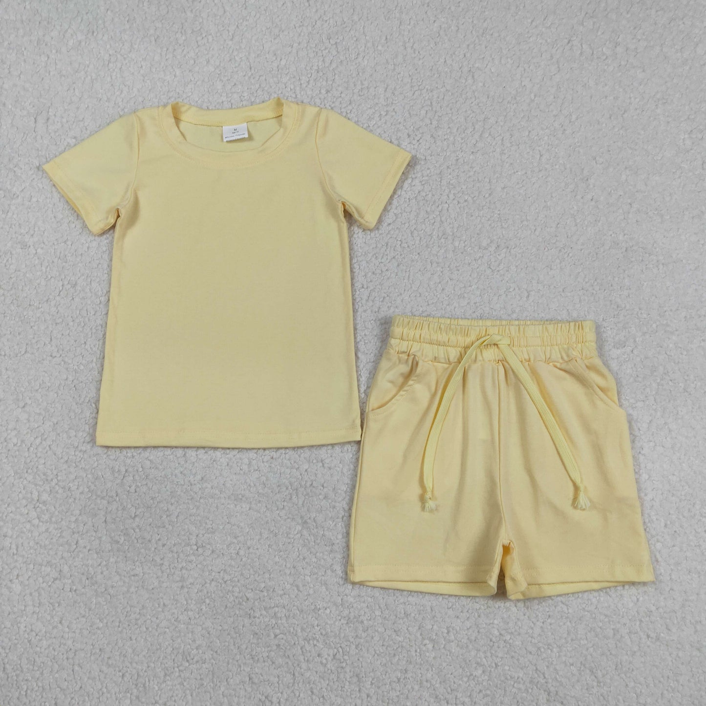 solid Yellow Short Sleeve Girls Set BSSO1888