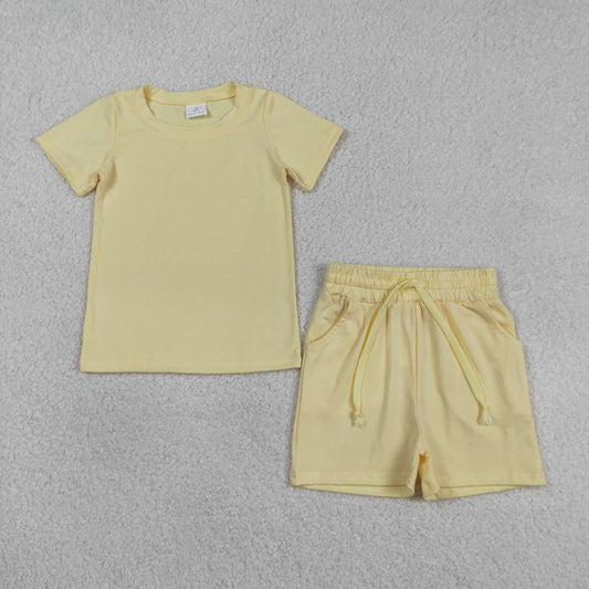 solid Yellow Short Sleeve Girls Set BSSO1888