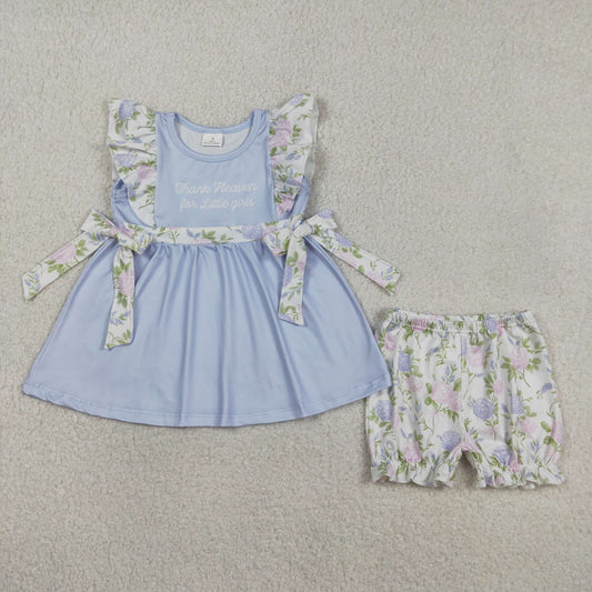 Blue flower thank for little Girls Girls Set GSSO2846
