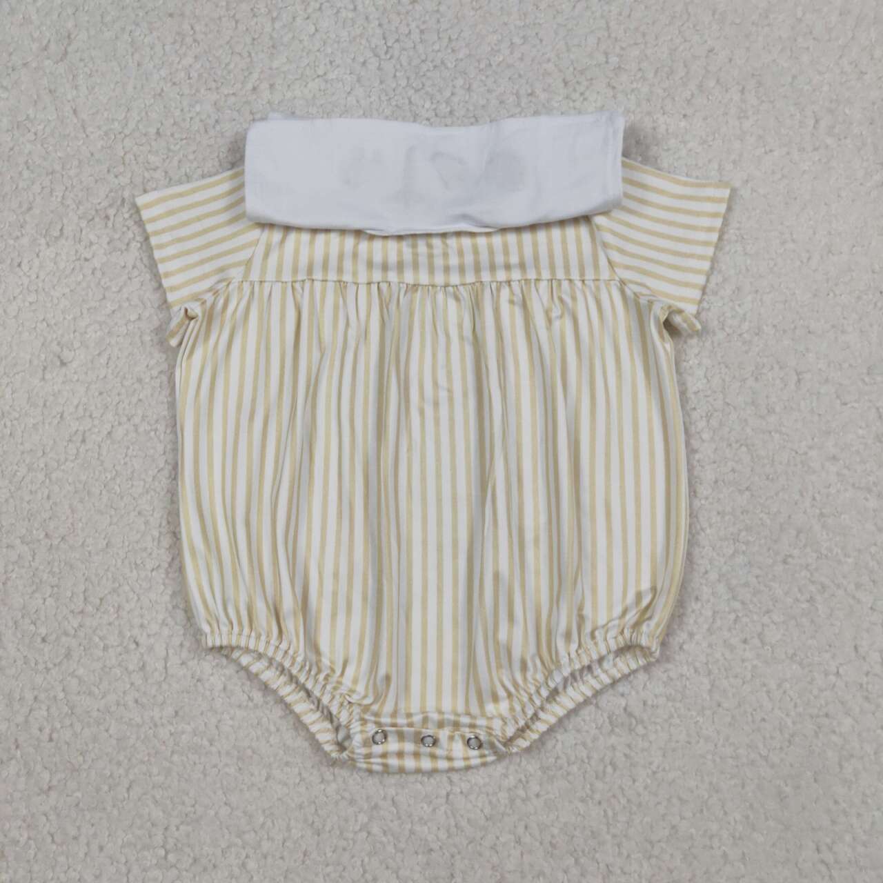 Embroidery cross yellow stripes Short Sleeve Baby Romper SR3802