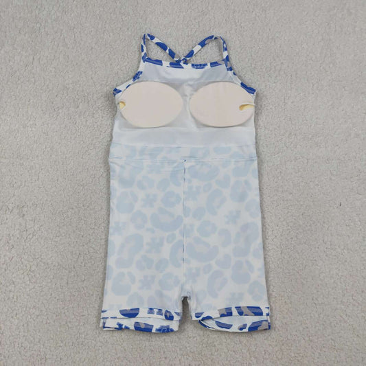 Blue Leopard print sleeveless girls dress GSD3630