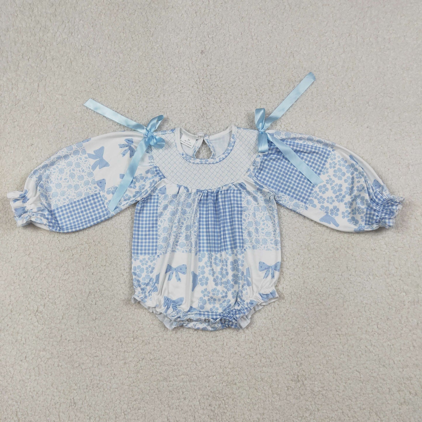 Blue flower Long Sleeve Baby Romper LR2931