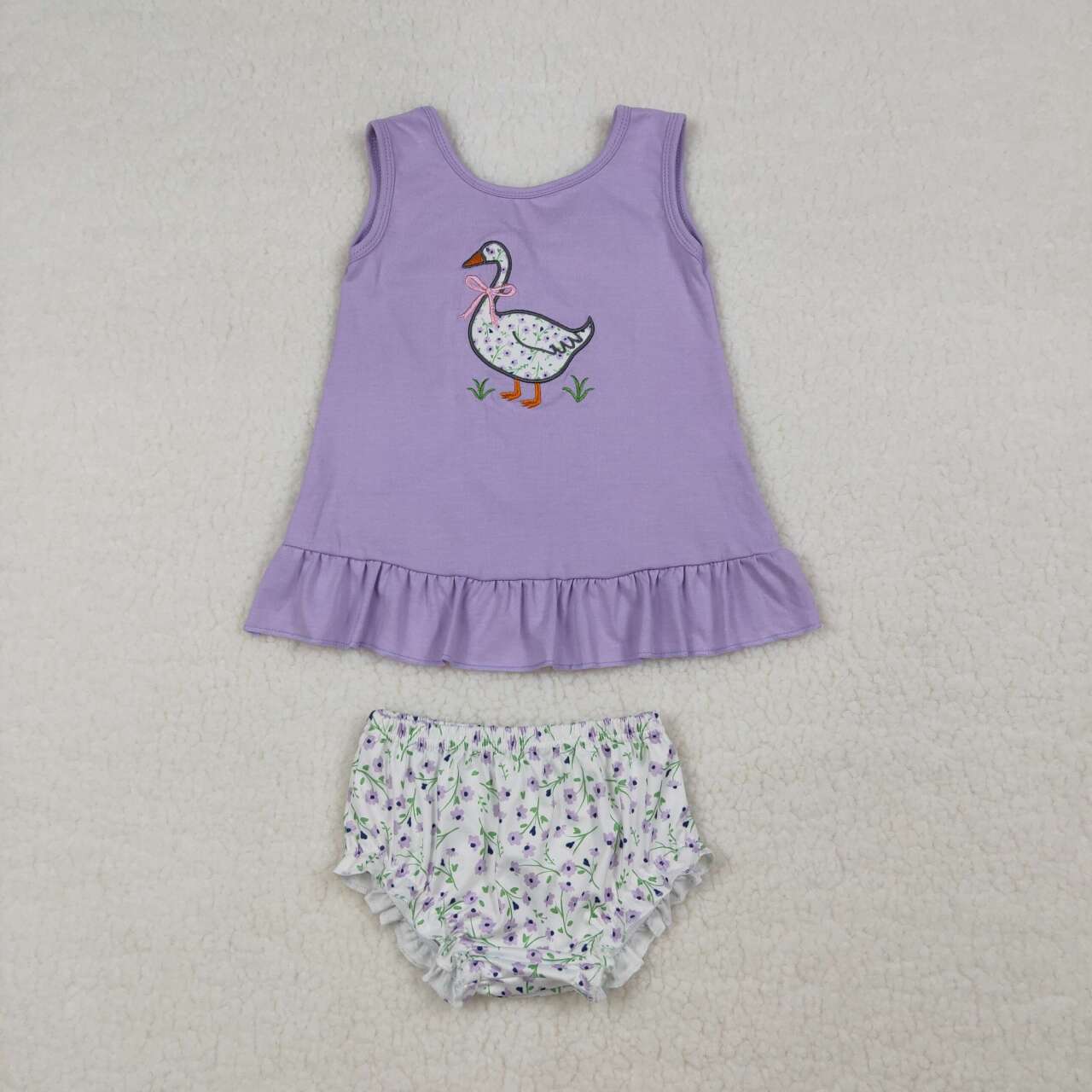 Purple Sleeveless with Duck Embroidery bummies outfit GBO0502