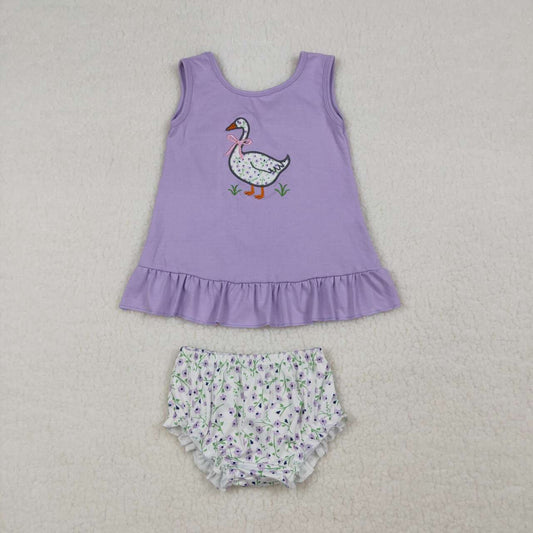 Purple Sleeveless with Duck Embroidery bummies outfit GBO0502