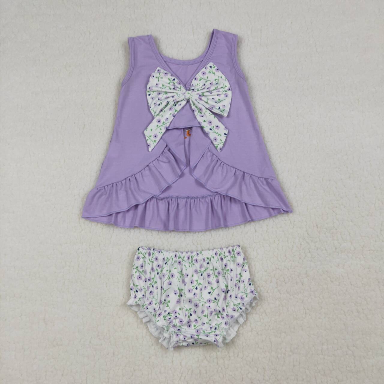 Purple Sleeveless with Duck Embroidery bummies outfit GBO0502