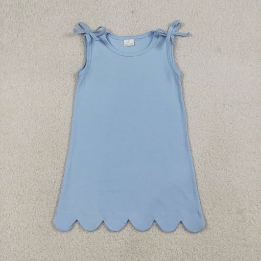 Blue bow sleeveless Girls Dress GSD3705