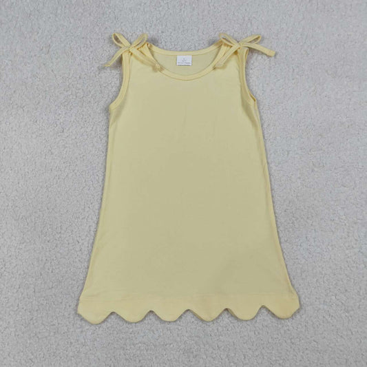 Yellow bow sleeveless Girls Dress GSD3707