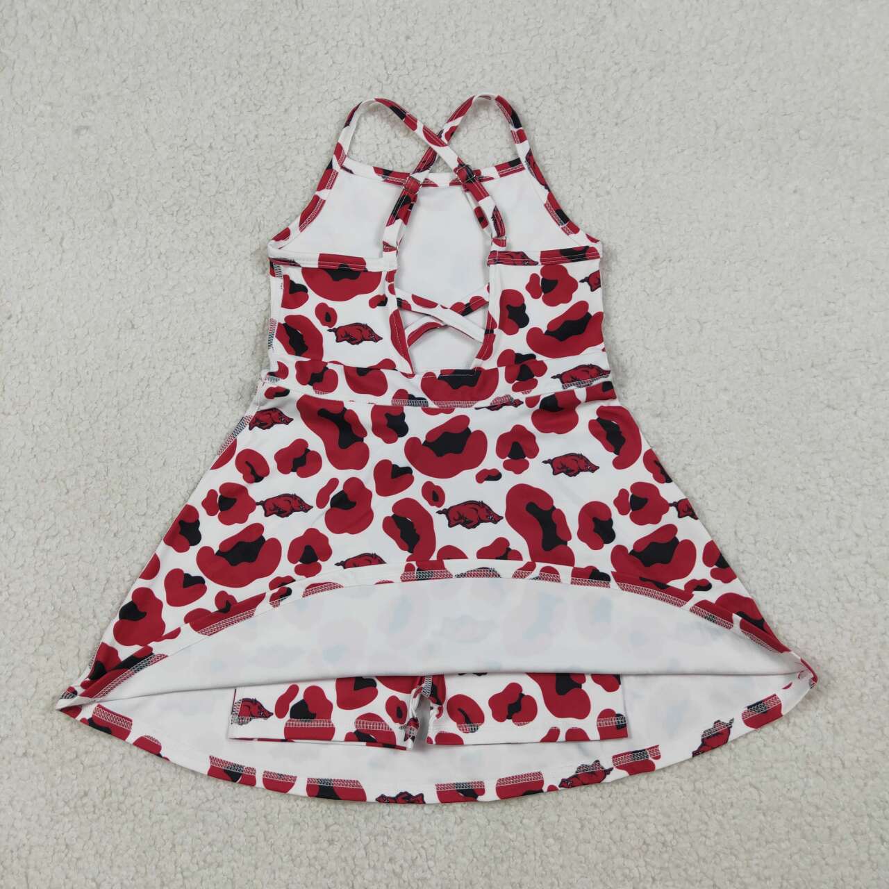 Red Leopard print sleeveless girls dress GSD3636