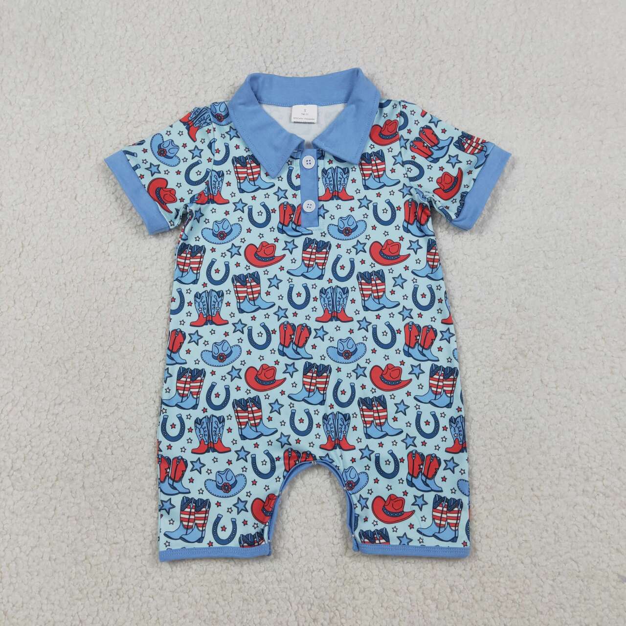 Western Blue Boot Boys' Romper SR3884