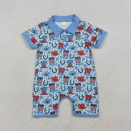 Western Blue Boot Boys' Romper SR3884