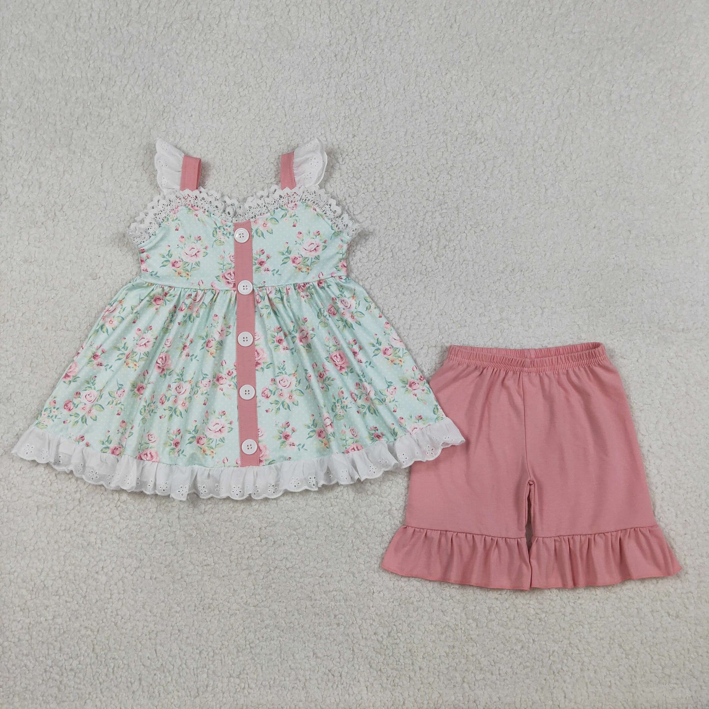 Summer flower sleeveless Girls Set GSSO3036