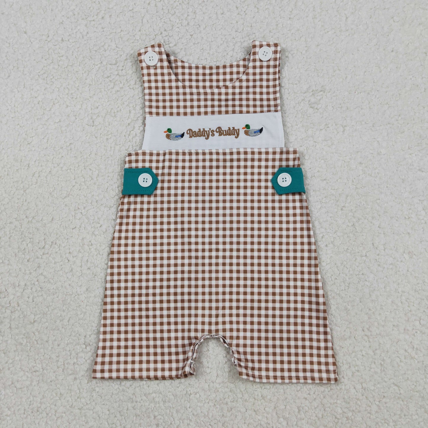 Summer Plaid with Duck Embroidery Romper SR3508