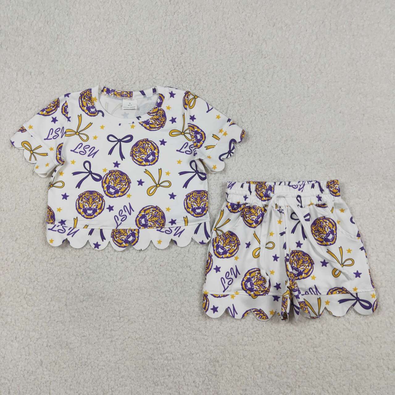 Game Day scalloped edges Short Sleeve Girls Set GSSO3256