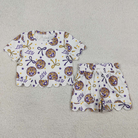 Game Day scalloped edges Short Sleeve Girls Set GSSO3256
