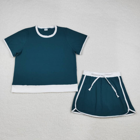 Dark Green Short Sleeve Girls Outfit GSD3670