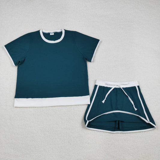 Dark Green Short Sleeve Girls Outfit GSD3670