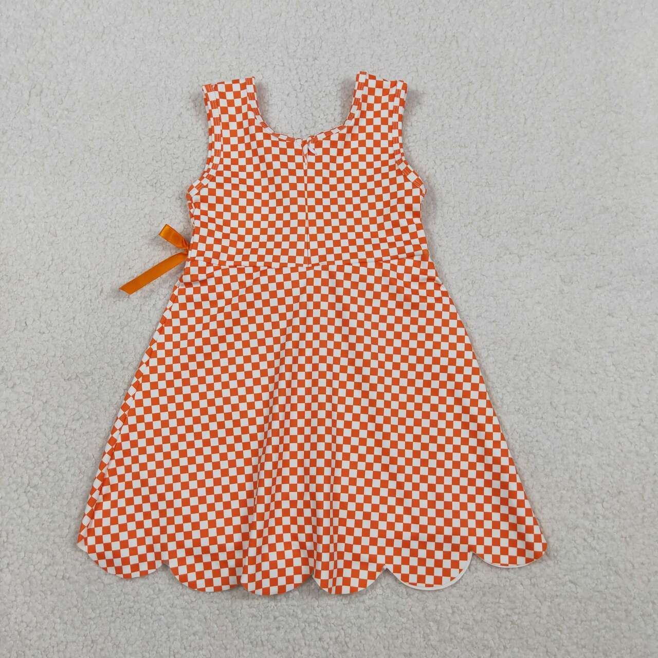 Athletic Orange Scalloped Girls Dress GSD3427