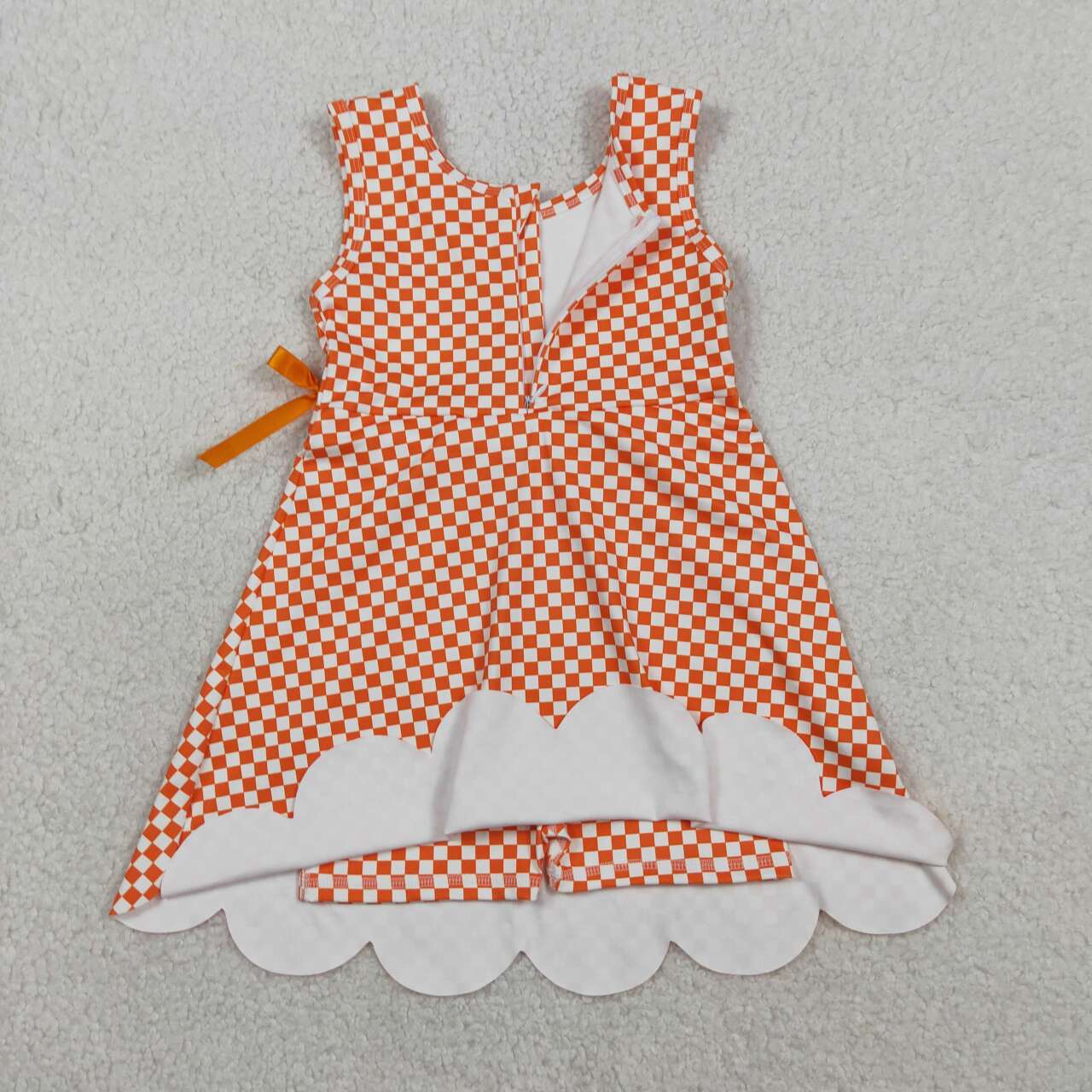 Athletic Orange Scalloped Girls Dress GSD3427