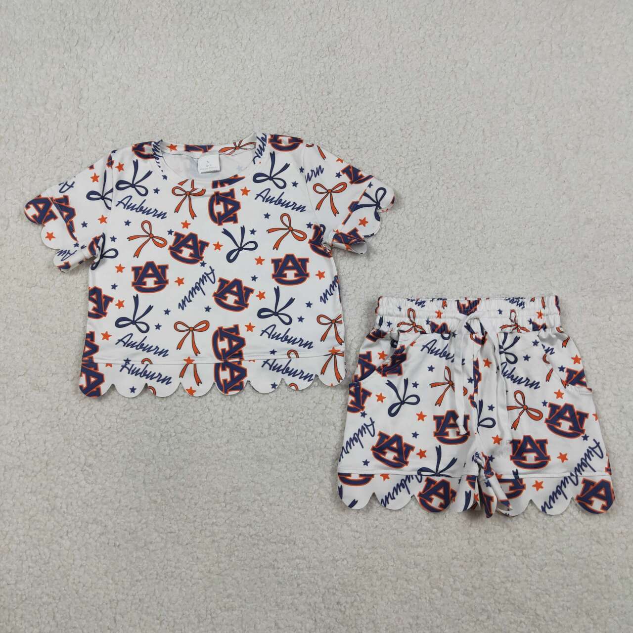 Game Day scalloped edges Short Sleeve Boy Set GSSO3252