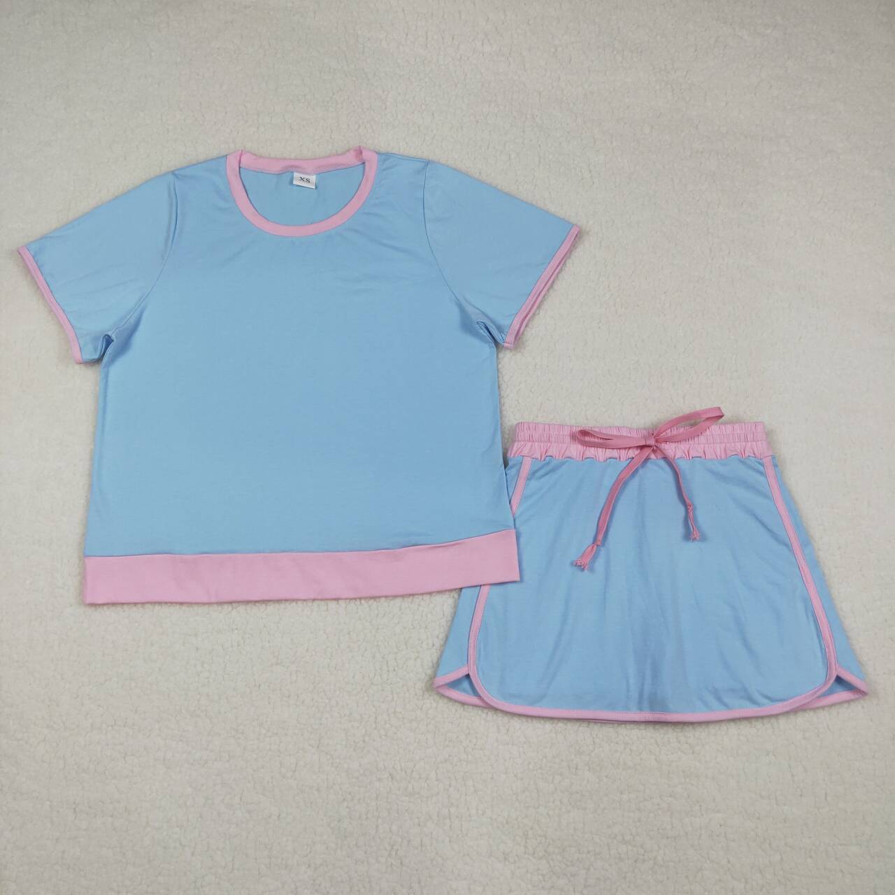 Women's Blue Short Sleeve Set GSD3674