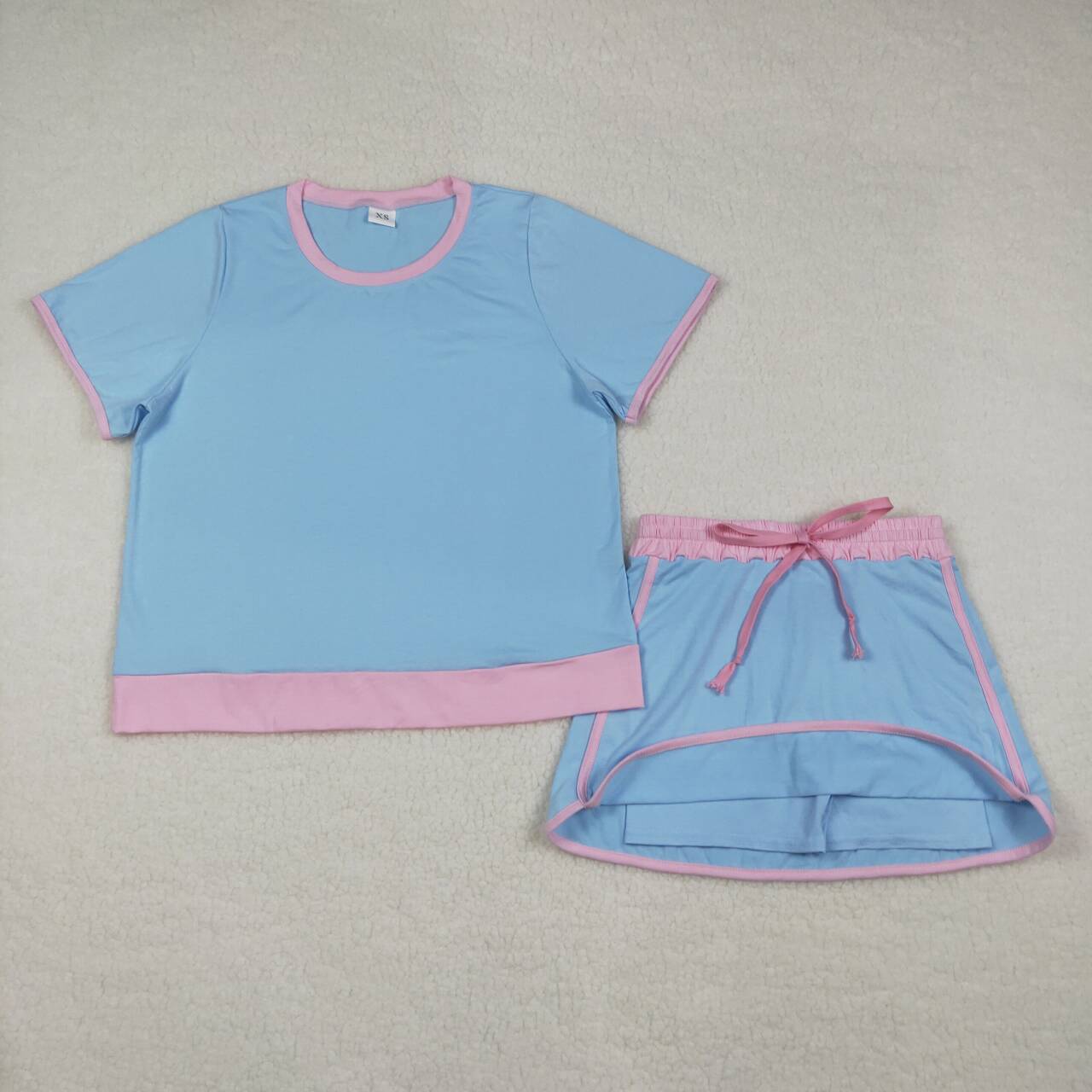 Women's Blue Short Sleeve Set GSD3674