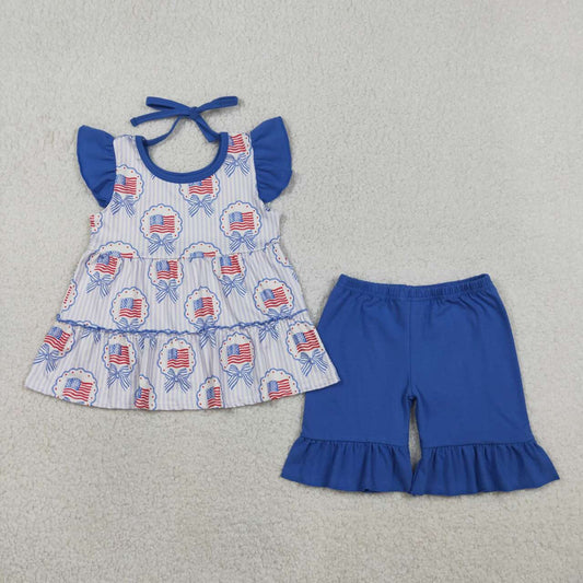 july of 4th flag Girls Suit Summer Set GSSO3296