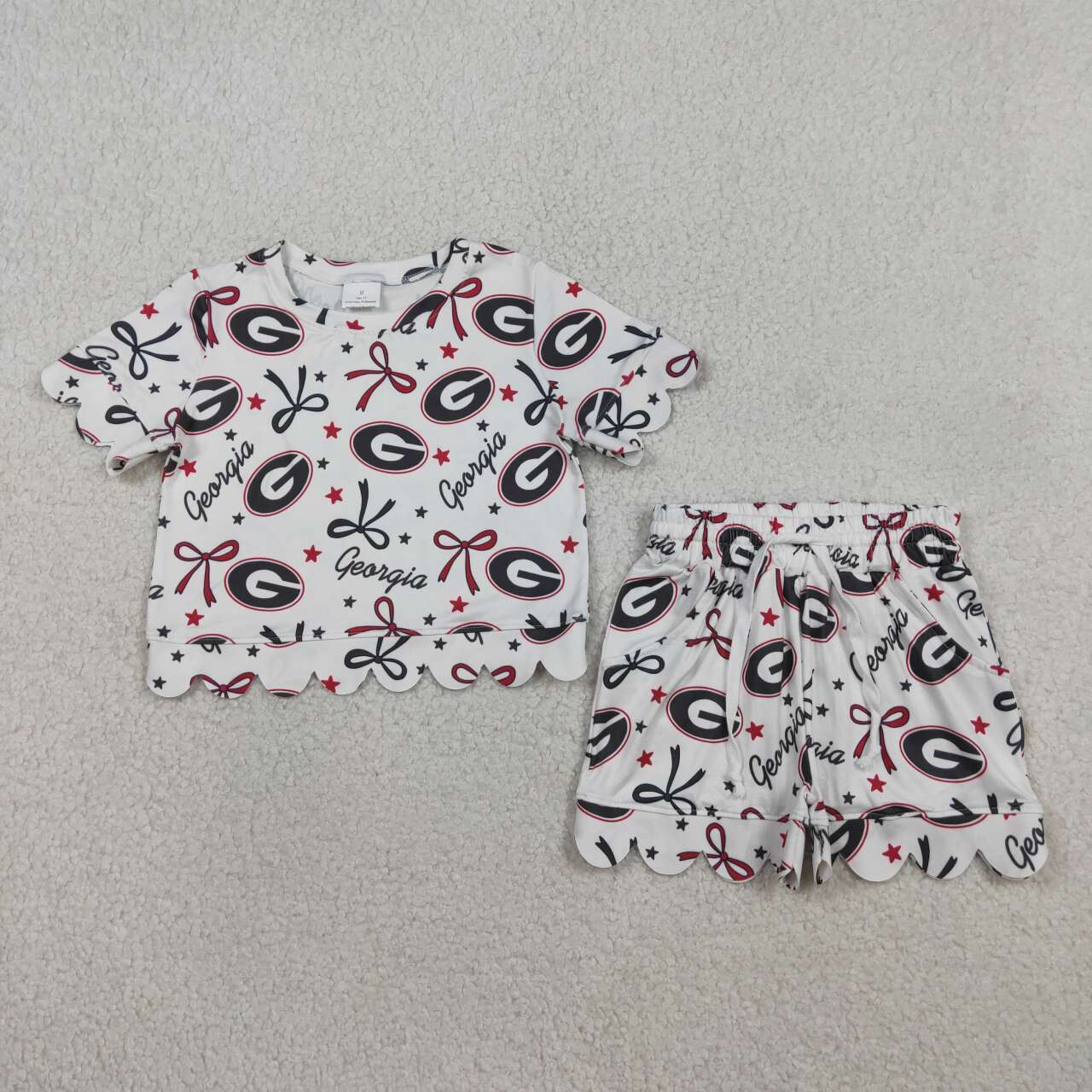 Game Day scalloped edges Short Sleeve Boy Set GSSO3250