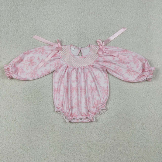 Pink Embroidered Long Sleeve Baby Romper LR2932