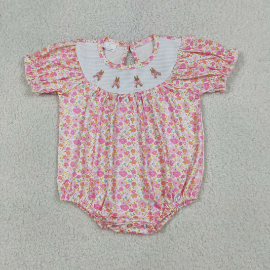 Easter Embroidered flower Bunny Baby Romper SR3785