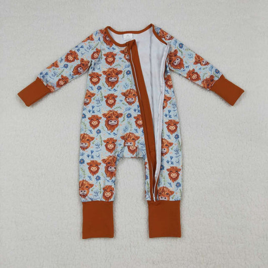 flower Highland Cow Baby Romper  LR1787