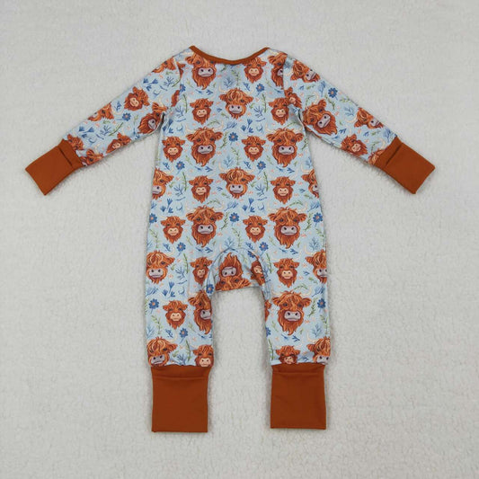flower Highland Cow Baby Romper  LR1787