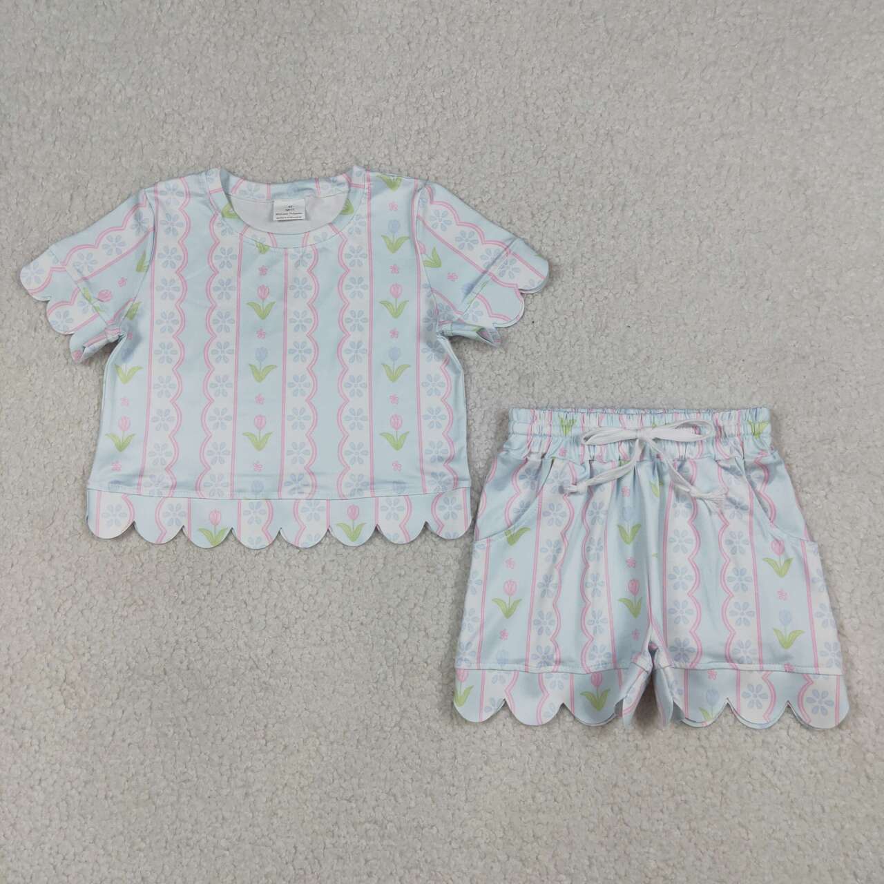 flower scalloped edges Short Sleeve Boy Set GSSO3412