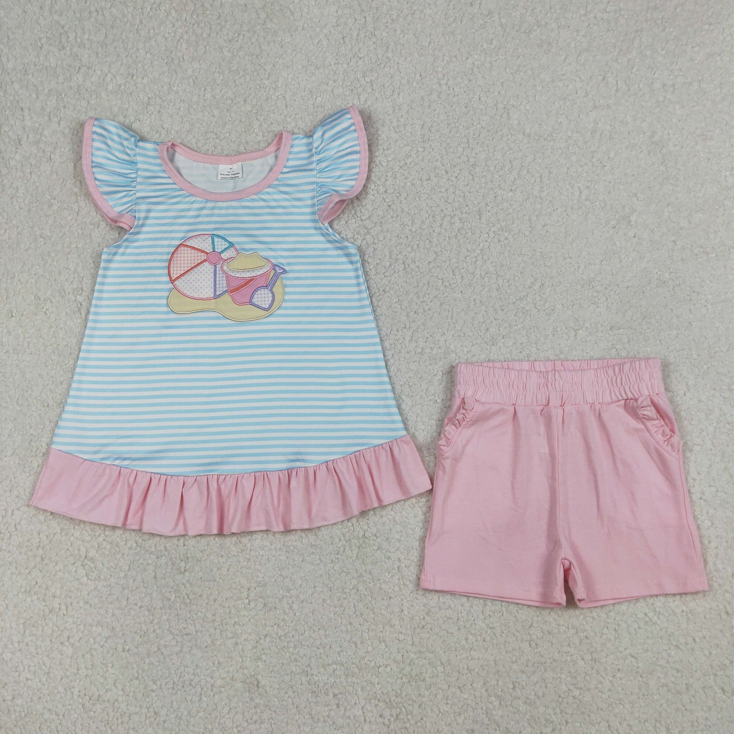 Beach Embroidery Girls Set GSSO3109