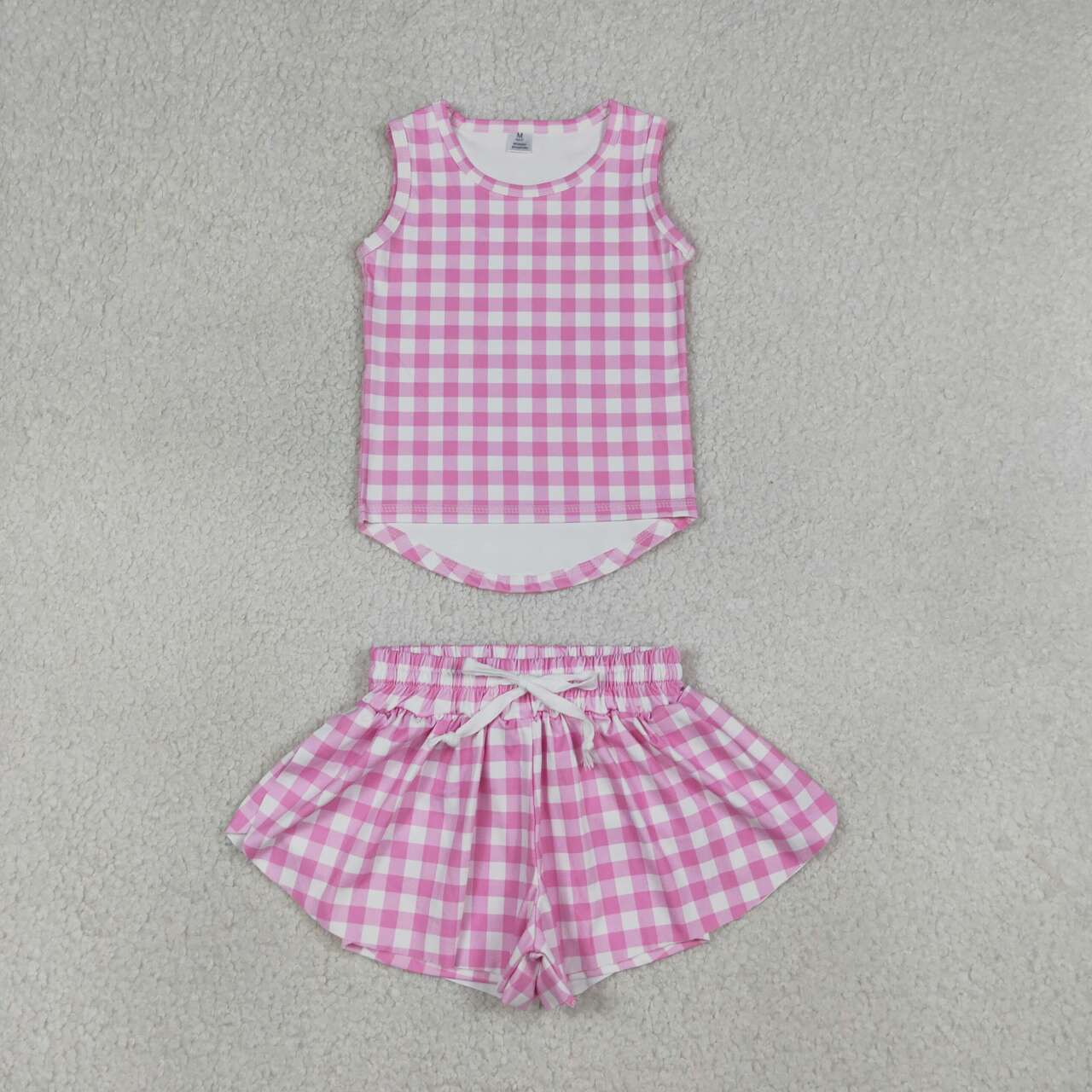 Hot Pink Plaid yoga girl Sleeveless set GSSO3477