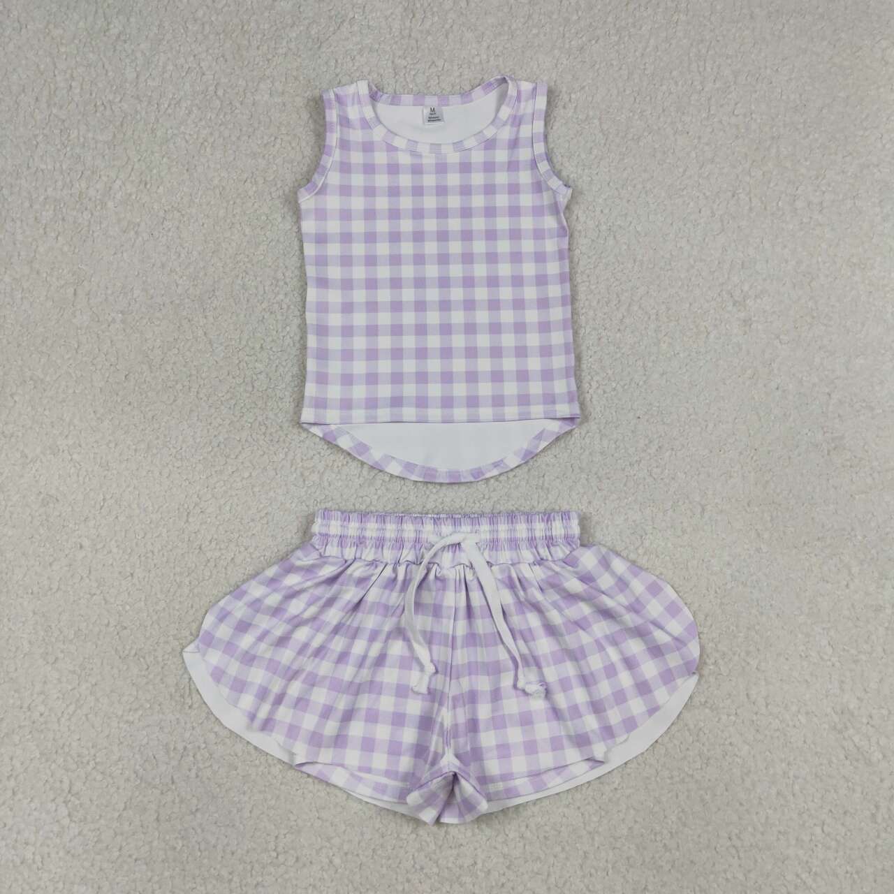 Purple Plaid yoga girl Sleeveless set GSSO3477