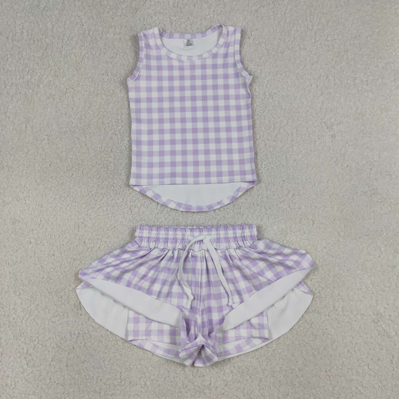 Purple Plaid yoga girl Sleeveless set GSSO3477