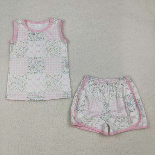 Girls' flower Sleeveless Summer Outfit GSSO3168