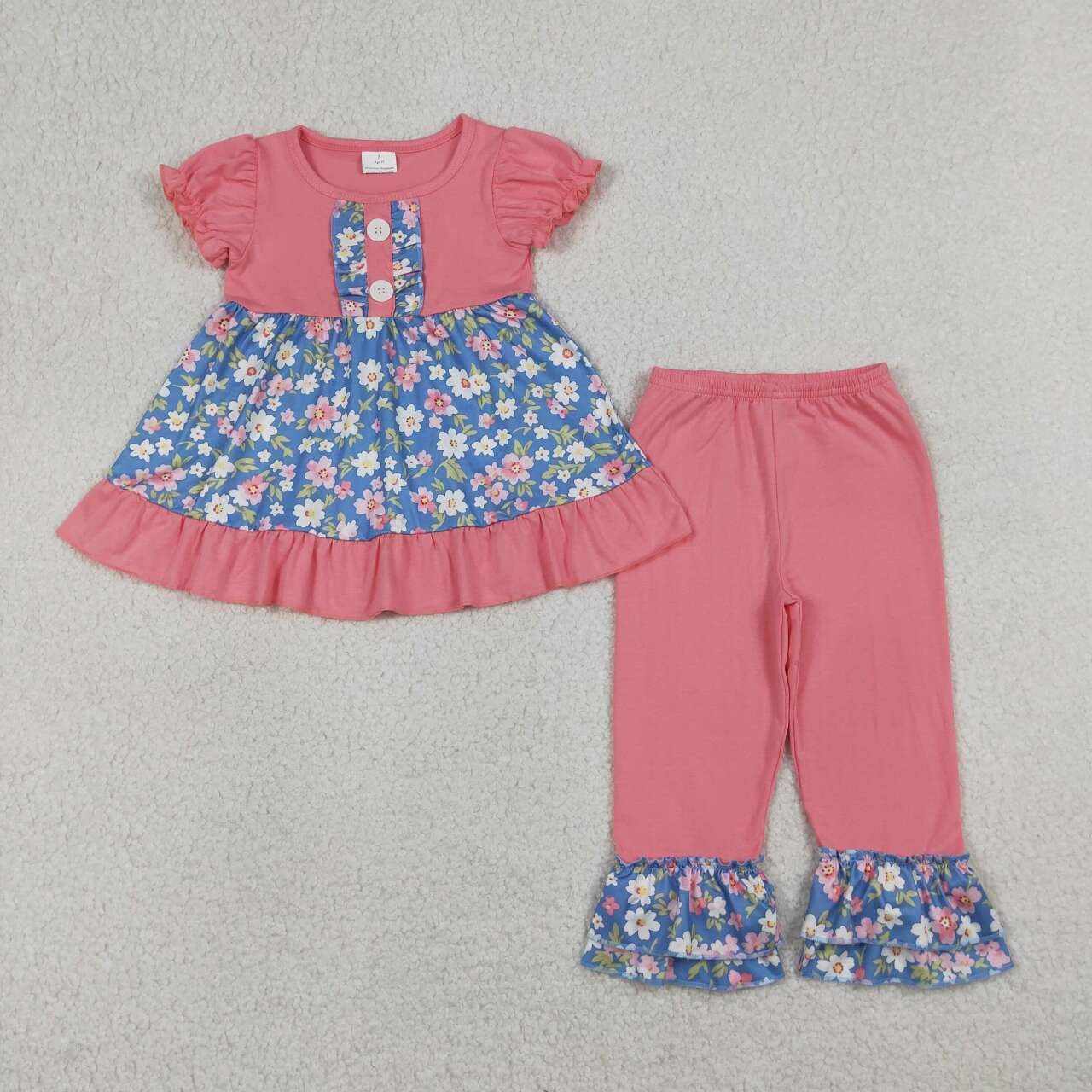 Pink flower leggings Pants Girls Set GSPO1814