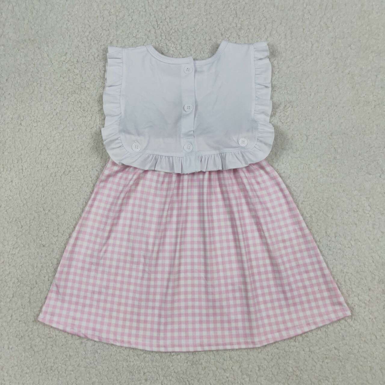 Pink Plaid Cross Embroidery Girls Dress GSD3201