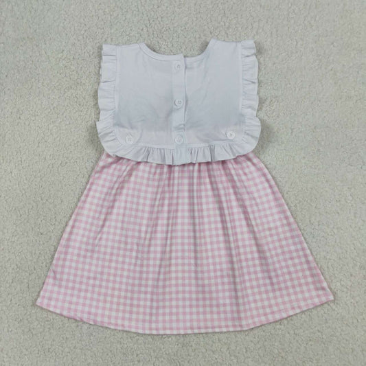 Pink Plaid Cross Embroidery Girls Dress GSD3201