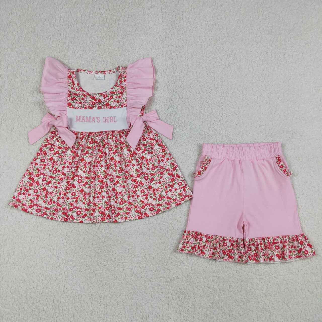 Flower Embroidery Mama Girls Print Girls Set GSSO3131