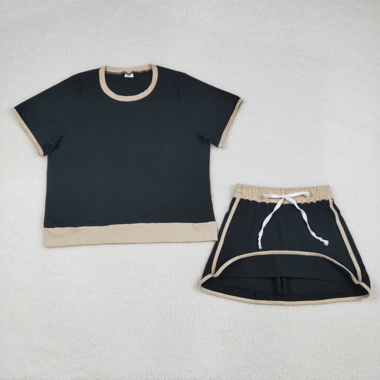 Women's Black Short Sleeve Set GSD3954
