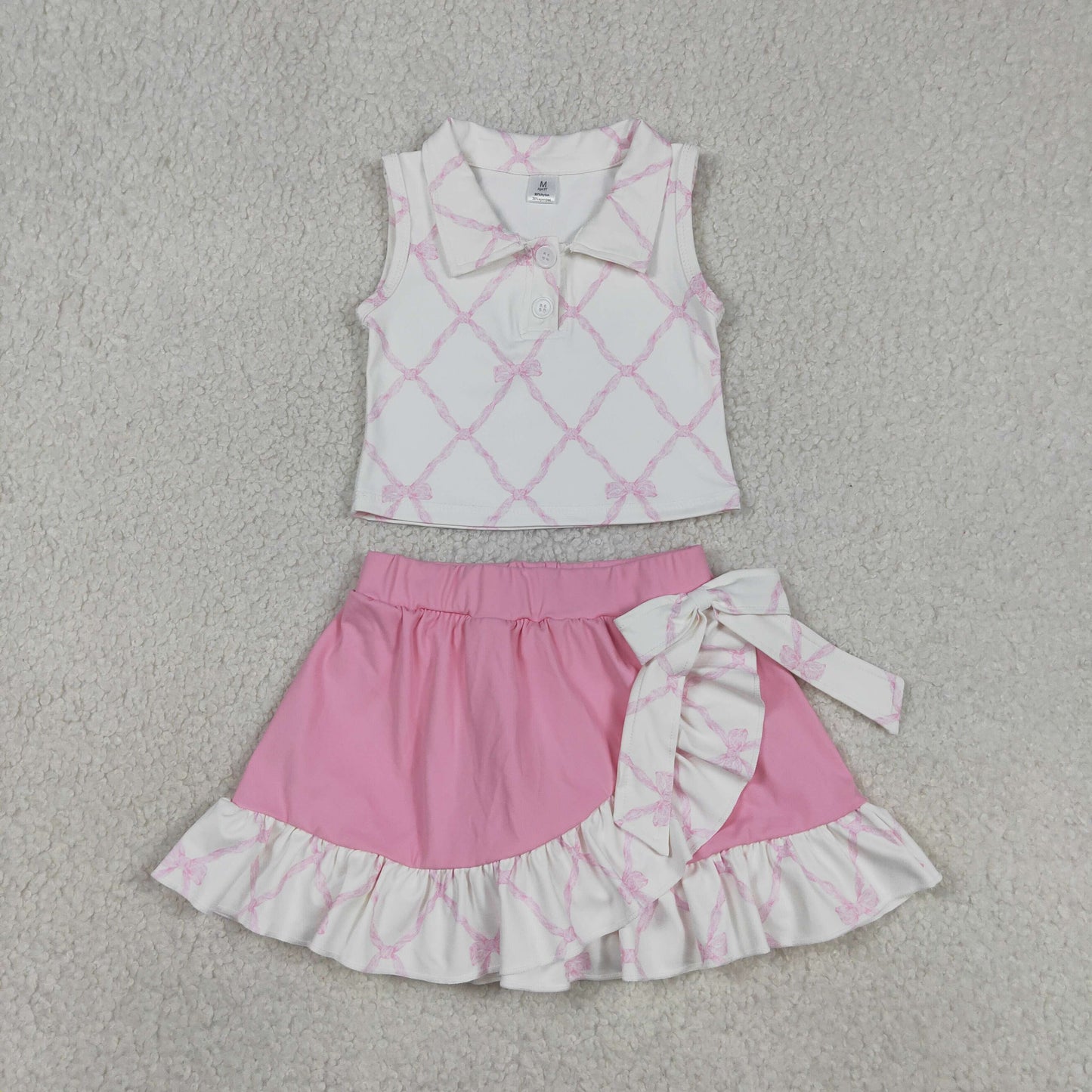 Pink Bow sleeveless Bow athletic Girls Skort GSD3479