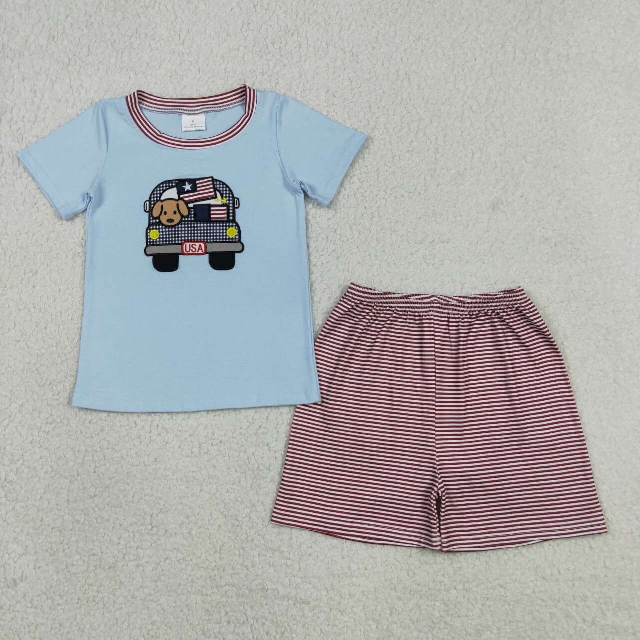July of 4th Flag Embroidery Boy Set BSSO1918