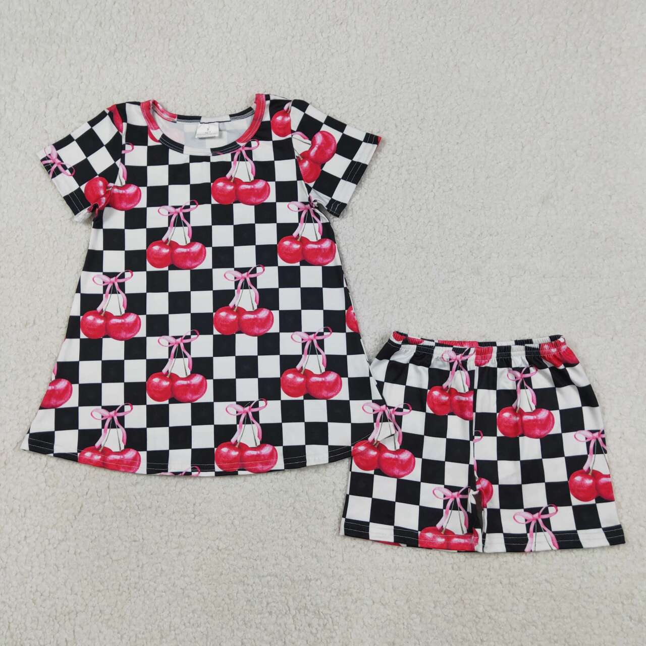 Summer Checkerboard Cherries Girls Set GSSO3075