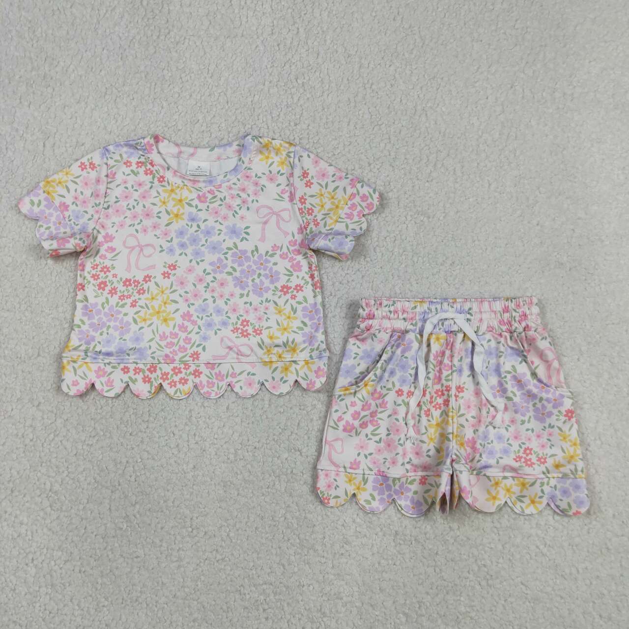 flower scalloped edges Short Sleeve Boy Set GSSO3270